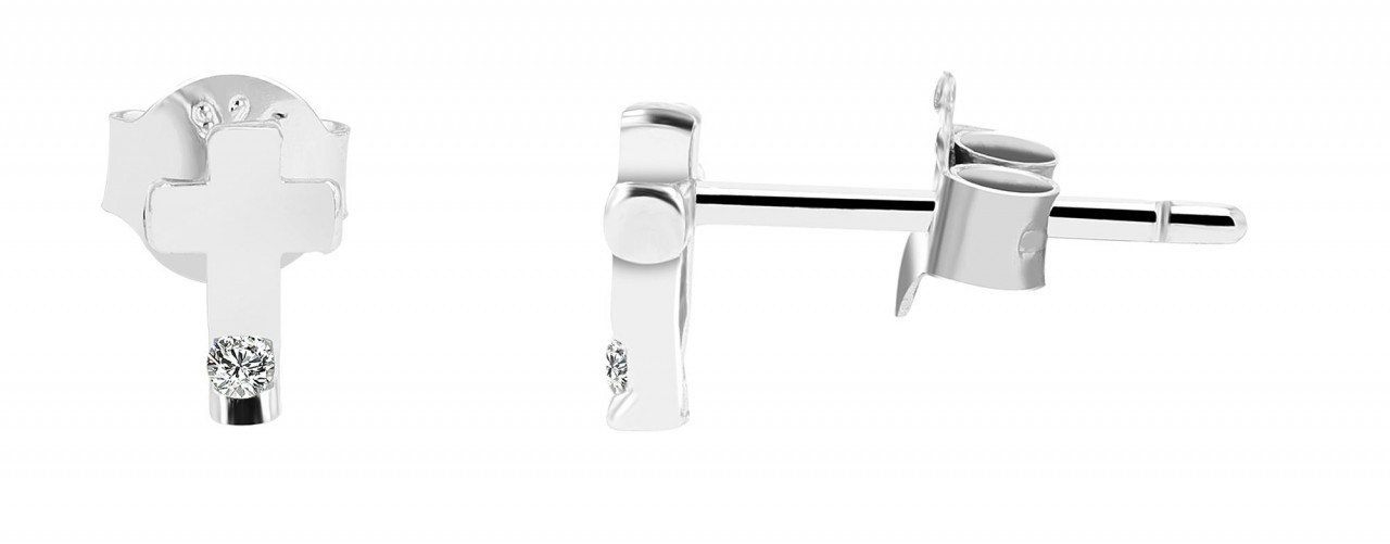 Adelia´s Paar Ohrhänger Damen Ohrstecker aus rhodiniertem 925 Sterling Silber mit Kreuz von Adelia´s