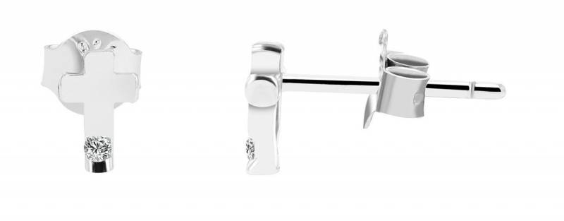 Adelia´s Paar Ohrhänger Damen Ohrstecker aus rhodiniertem 925 Sterling Silber mit Kreuz von Adelia´s
