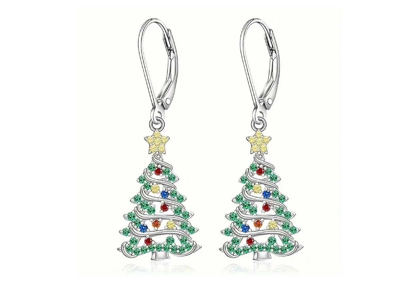 Adelia´s Paar Ohrhänger Weihnachtsschmuck Ohrringe Ohrhänger Weihnachtsbaum mit Zirkonia, Weihnachtsschmuck Ohrhänger Weihnachtsbaum mit Zirkonia von Adelia´s