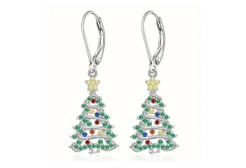 Adelia´s Paar Ohrhänger Weihnachtsschmuck Ohrringe Ohrhänger Weihnachtsbaum mit Zirkonia, Weihnachtsschmuck Ohrhänger Weihnachtsbaum mit Zirkonia von Adelia´s