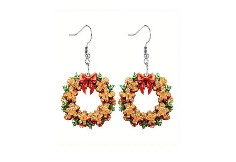 Adelia´s Paar Ohrhänger Weihnachtsschmuck Ohrringe Ohrhänger Weihnachtskranz aus Acryl, Weihnachtsschmuck Ohrhänger Weihnachtskranz aus Acryl von Adelia´s
