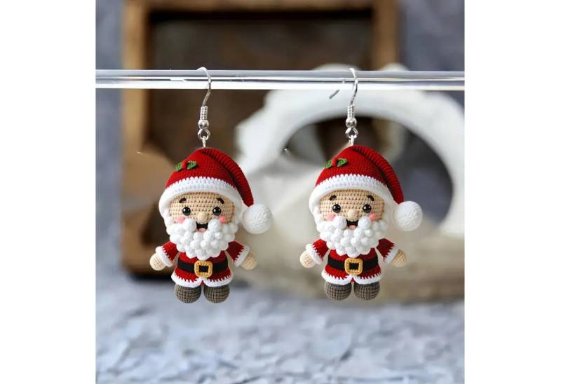 Adelia´s Paar Ohrhänger Weihnachtsschmuck Ohrringe Ohrhänger Weihnachtsmann aus Acryl, Weihnachtsschmuck Ohrhänger Weihnachtsmann aus Acryl von Adelia´s