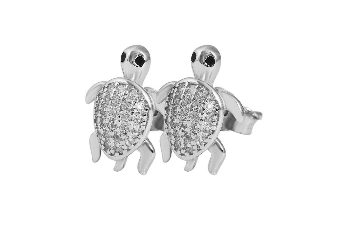 Adelia´s Paar Ohrstecker Ohrstecker Schildkröte aus 925 Silber mit Zirkonia von Adelia´s