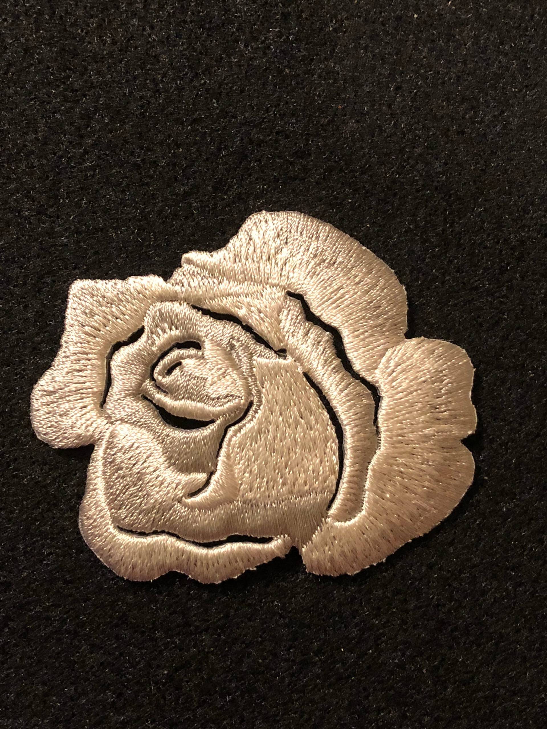 Applikation - Graue Gestickte Rose Zum Aufbügeln von AdelineMercantile