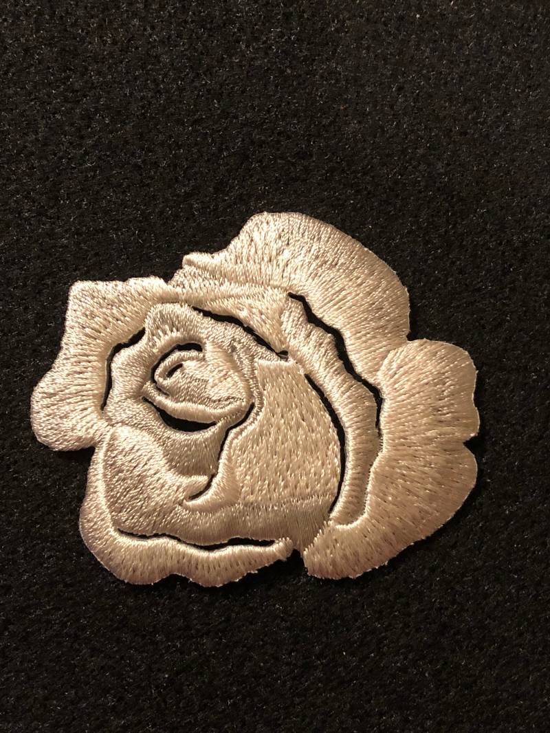 Applikation - Graue Gestickte Rose Zum Aufbügeln von AdelineMercantile
