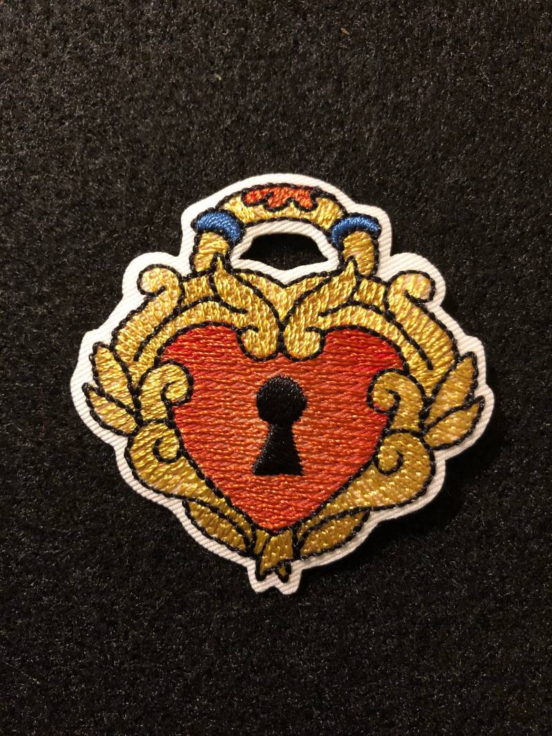 Applikation - Herz Schloss Mit Gold Schnörkel Zum Aufbügeln von AdelineMercantile