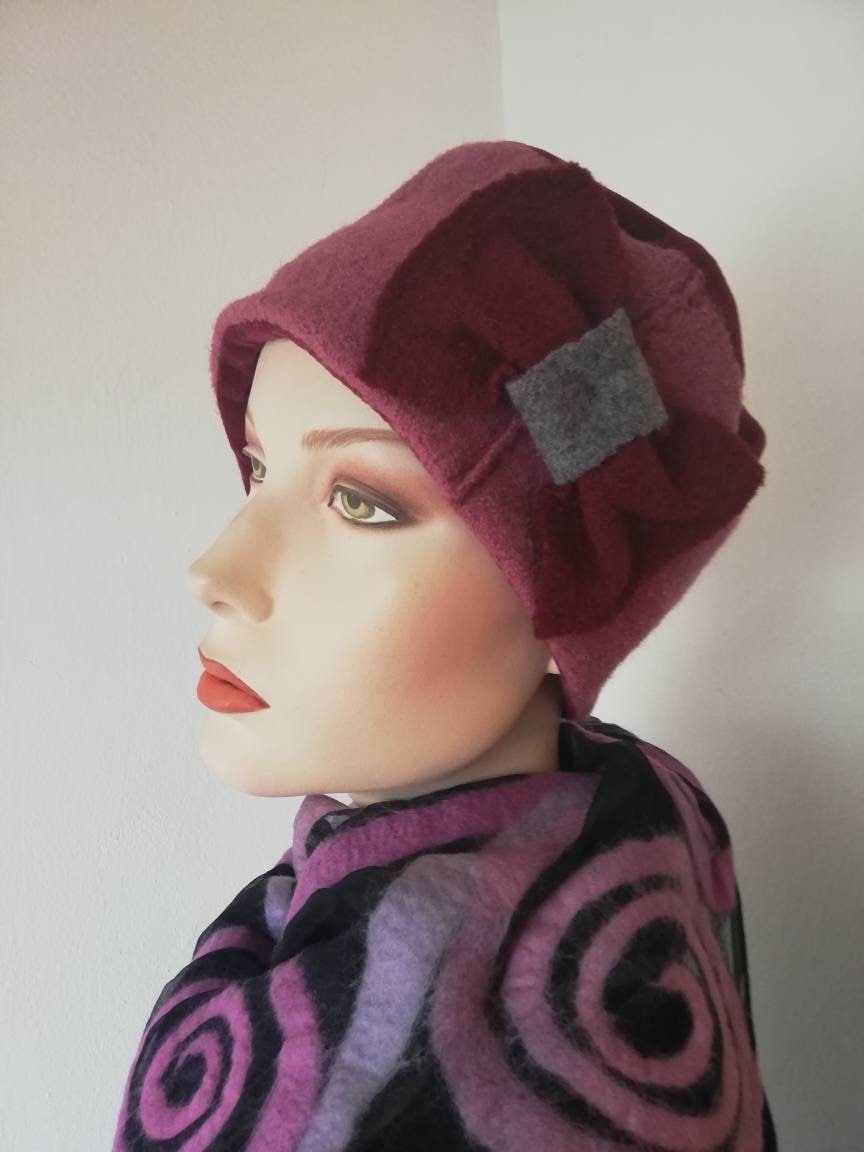 Reine Wolle Mütze Damen Walkloden Kreativ Filzmütze Geschenkideen Für Frauen von AdelineSchoden