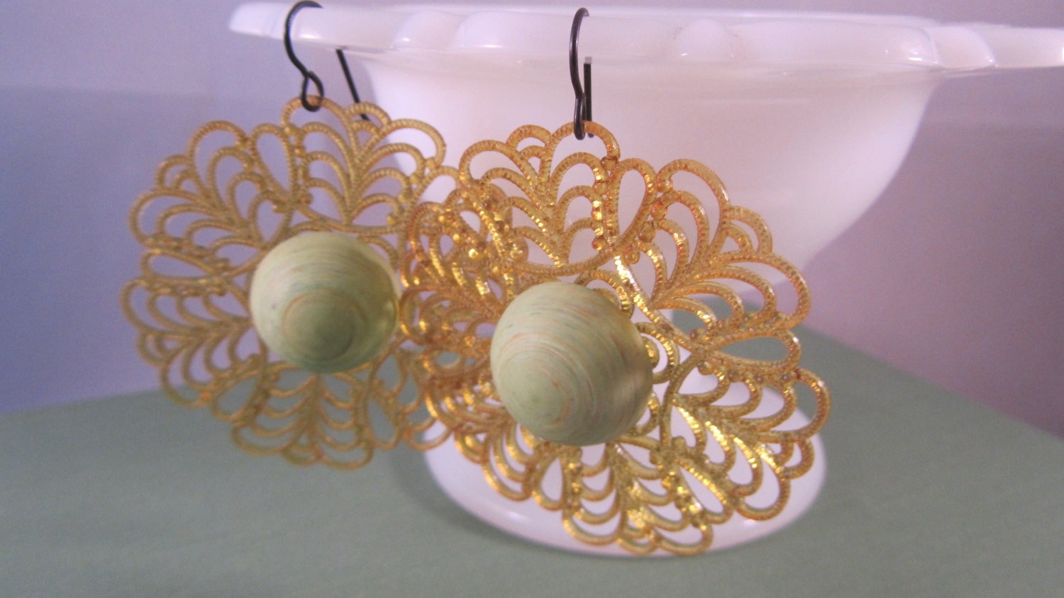 Grüne Ohrringe Filigran von AdelleRose