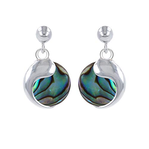 Ohrringe Perlmutt Abalone und Komma Silber 925-000, Stein Metall Edelstein, Perlmutt von Aden