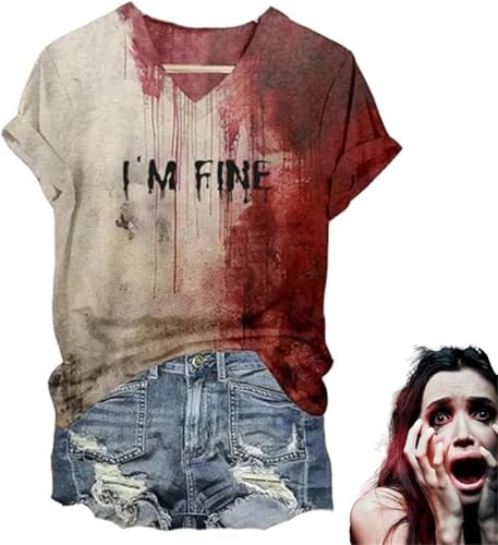 Aderpmin I'm Fine Bloody Shirt Women Problem Solved T Shirt Bloody Problem Solved Funny Halloween Blood Horror Clothes Gift Blood Splatter Top, I'm Fine, M Aderpmin I'm Fine Bloody Shirt Women Problem Solved T Shirt Bloody Problem Solved Funny Halloween Blood Horror Clothes Gift Blood Splatter Top, I'm Fine, M von Aderpmin