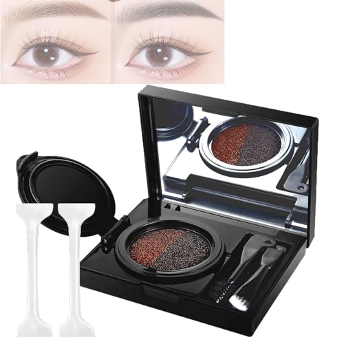 Eyebrow & Eyeliner Cream with Stamp,Eyebrow Stencil Kit,Multi-functional Double Headed Eyeliner Stamp,2 in 1 Waterproof Brow Powder & Eyeliner Cream,Double Color Mist Air Cushion Eyebrow Cream (02#) von Aderpmin