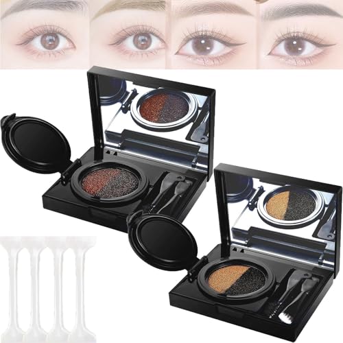 Eyebrow & Eyeliner Cream with Stamp,Eyebrow Stencil Kit,Multi-functional Double Headed Eyeliner Stamp,2 in 1 Waterproof Brow Powder & Eyeliner Cream,Double Color Mist Air Cushion Eyebrow Cream (Mix) von Aderpmin