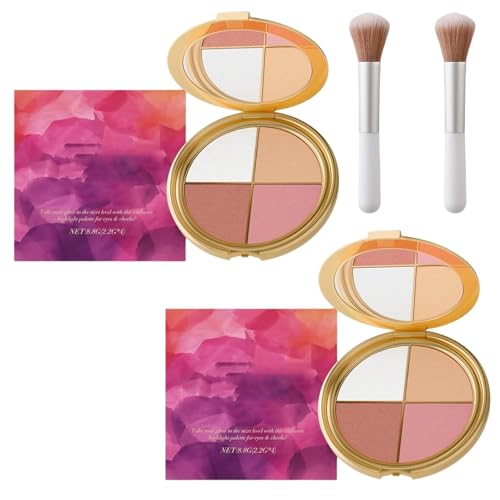 Glowjiu Highlighting Eye & Cheek Palette, Eye & Cheek palette - Eyeshadow And Highlighter Makeup, 4-In-1 Highlight Shades Makeup for Blush, Makeup Palettes Contour Kits (2Pcs) von Aderpmin