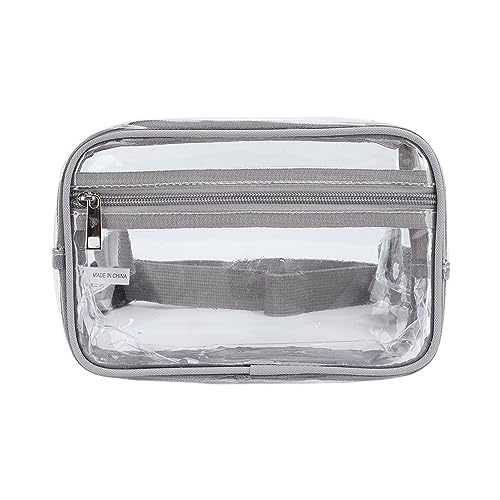 Adfaga Transparente, wasserdichte Umhängetasche, transparente Hüfttasche mit großem Fassungsvermögen, Verstellbarer Gurt, PVC-Brust- und Schultertasche für Reisen, Fitnessstudio, S (Grau) von Adfaga