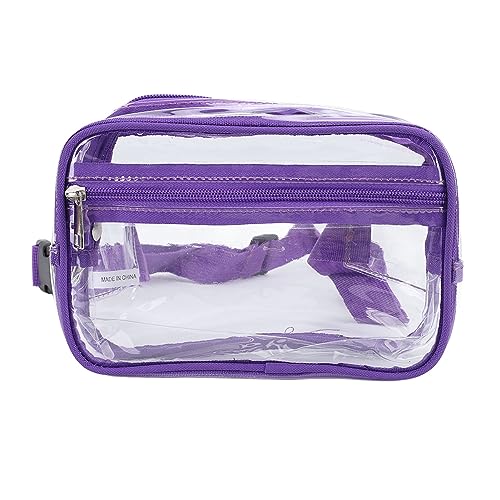 Adfaga Transparente, wasserdichte Umhängetasche, transparente Hüfttasche mit großem Fassungsvermögen, Verstellbarer Gurt, PVC-Brust- und Schultertasche für Reisen, Fitnessstudio, S (Lila) von Adfaga