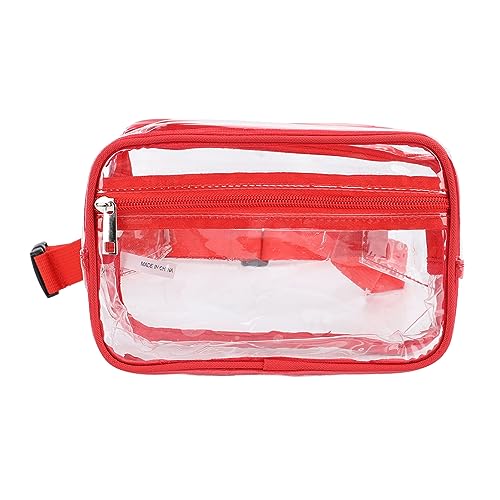Adfaga Transparente, wasserdichte Umhängetasche, transparente Hüfttasche mit großem Fassungsvermögen, Verstellbarer Gurt, PVC-Brust- und Schultertasche für Reisen, Fitnessstudio, S (Rot) von Adfaga