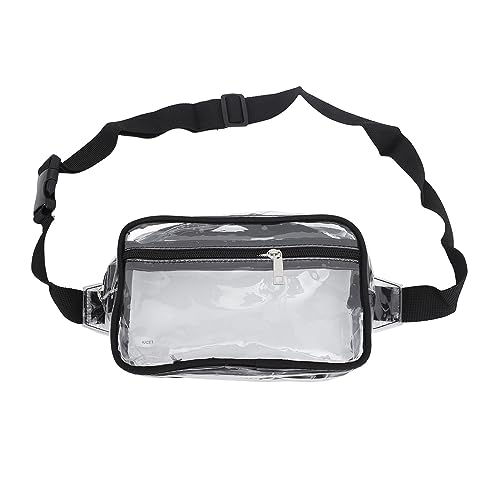 Adfaga Transparente, wasserdichte Umhängetasche, transparente Hüfttasche mit großem Fassungsvermögen, Verstellbarer Gurt, PVC-Brust- und Schultertasche für Reisen, Fitnessstudio, S (Schwarz) von Adfaga
