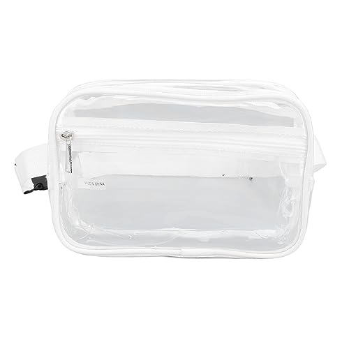 Adfaga Transparente, wasserdichte Umhängetasche, transparente Hüfttasche mit großem Fassungsvermögen, Verstellbarer Gurt, PVC-Brust- und Schultertasche für Reisen, Fitnessstudio, S (Weiß) von Adfaga