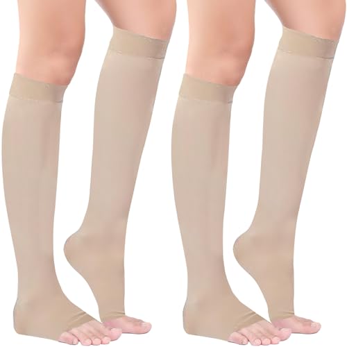 20-30 mmHg kompressionsstrümpfe Damen Herren,Medizinische Kompressionsstrümpfe klasse 2 Offene Spitz Stützstrümpfe Kompressionssocken Thrombosestrümpfe fur Flug Schwangerschaft Reise Krampfadern von Adfuenom
