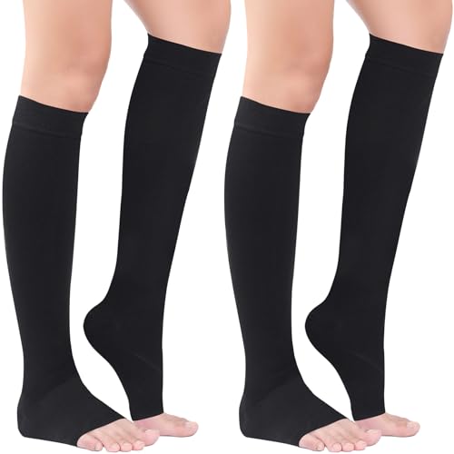 20-30 mmHg kompressionsstrümpfe Damen Herren,Medizinische Kompressionsstrümpfe klasse 2 Offene Spitz Stützstrümpfe Kompressionssocken Thrombosestrümpfe fur Flug Schwangerschaft Reise Krampfadern von Adfuenom