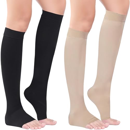 20-30 mmHg kompressionsstrümpfe Damen Herren,Medizinische Kompressionsstrümpfe klasse 2 Offene Spitz Stützstrümpfe Kompressionssocken Thrombosestrümpfe fur Flug Schwangerschaft Reise Krampfadern von Adfuenom