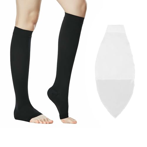 20-30 mmHg kompressionsstrümpfe Damen Herren,Medizinische Kompressionsstrümpfe klasse 2 Offene Spitz Stützstrümpfe Kompressionssocken Thrombosestrümpfe fur Flug Schwangerschaft Reise Krampfadern von Adfuenom