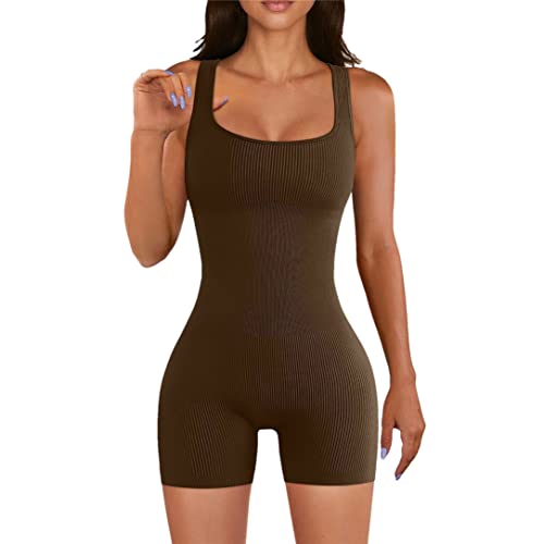 Adhdyuud Damen Body Shapers Bodysuit Bauchkontrolle Shapewear S Sexy Tanga Damen Slim Jumpsuit, coffee, 36 von Adhdyuud