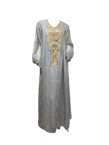 Adhdyuud Eid Party Muslimisches Kleid Damen Abaya Pailletten Ramadan Strass Robe Dubai Türkei Islam Robe, blau, X-Large von Adhdyuud