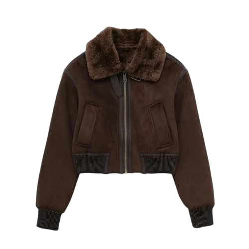 Adhdyuud Frauen mit Tasche Casual Revers Jacken Kontrast Riemen Dekoration lose doppelseitige Mantel, braun, 36 Adhdyuud Frauen mit Tasche Casual Revers Jacken Kontrast Riemen Dekoration lose doppelseitige Mantel, braun, 36 von Adhdyuud