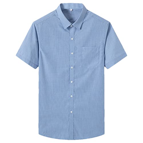 Adhdyuud Herren Knopfleiste Kurzarm Hemd Casual Loose Shirt Revers Business Arbeit Shirt, 2515 Blau, L von Adhdyuud