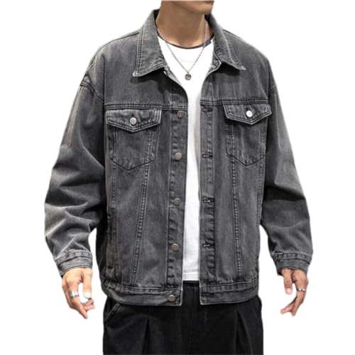 Adhdyuud Herren-Motorrad-Jeansjacke, lässig, klassisch, mit Knopfleiste, Cowboy-Mäntel, gray9, XXXXL von Adhdyuud