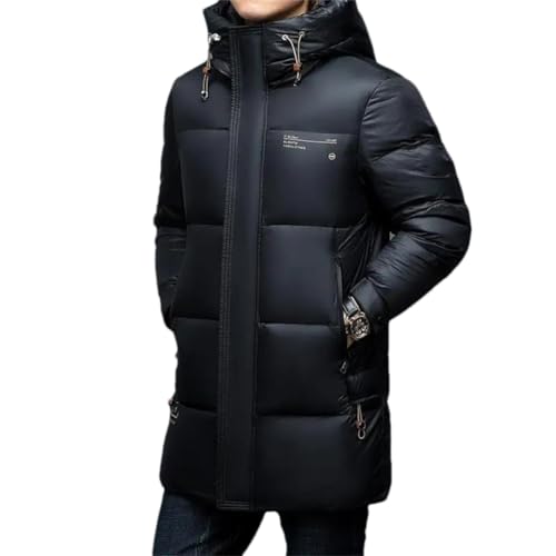 Adhdyuud Männer Weiß Mit Kapuze Ente Unten Jacken Dicken Warme Parka Mantel Casual Daunenmantel, Schwarz , M von Adhdyuud