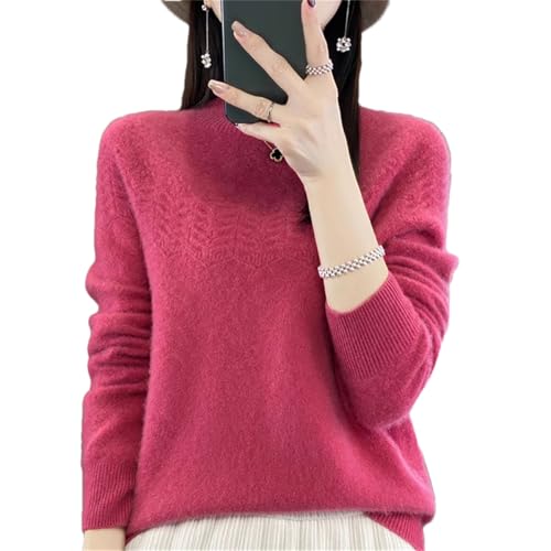 Damen-Herbst-Kaschmirpullover, Lockerer, Fester Rollkragenpullover, Solide Pullover-Pullover, Oberteile Raspberry Color XXL Damen-Herbst-Kaschmirpullover, Lockerer, Fester Rollkragenpullover, Solide Pullover-Pullover, Oberteile Raspberry Color XXL von Adhdyuud