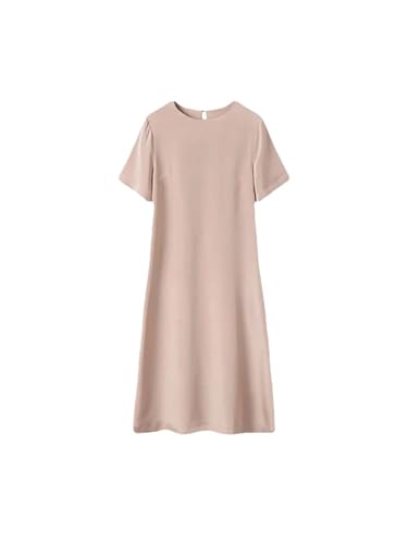 Damen-Sommerkleid aus Seide, elegant, kurze Ärmel, Rundhalsausschnitt, einfarbig, Party-Cocktailkleid, Pnnrk, M von Adhdyuud
