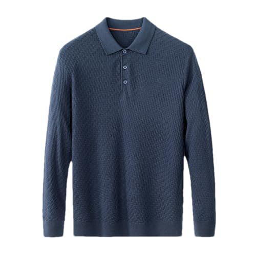 Herren Seide Kaschmir Blended Pullover Solide Polokragen Strickwaren Langarm T-Shirt, Grau metallisch, XXXXL von Adhdyuud