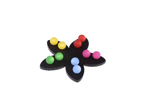 5 Paar Ohrstecker in 8mm, original italienisches Polaris an einem Stift aus Chirurgenstahl auf einer schwarzen Blume aus Plexiglas (Fröhlich bunte Mischung) von Adi-Modeschmuck