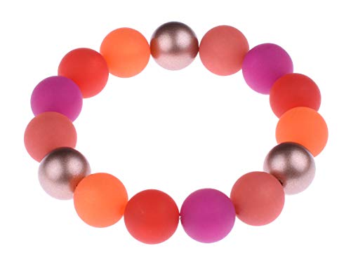 Adi Modeschmuck Armband "Magdalena", original Polarisperlen und Akzente aus metallic lackierten Acrylperlen, handgefertigt in Berlin (Pink, Orange, Rottöne) von Adi-Modeschmuck