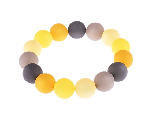 Polaris Armband"Rosanna", italienische Polarisperlen in Gelb- und Grautönen auf elastischem Band, handgefertigt in Berlin von Adi-Modeschmuck