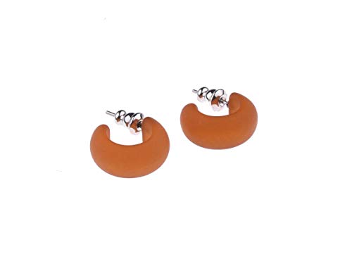 Adi Modeschmuck Creolenohrstecker "Gitte", leichter Ohrstecker aus echtem Polaris mit einem Stift aus Chirurgenstahl (Hellbraun) von Adi-Modeschmuck