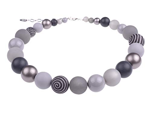 Adi-Modeschmuck große Halskette “Thabea”, elegante Materialmixkette aus Polaris- und verschiedensten Acrylperlen mit attraktiven Akzenten, handgefertigt in Berlin von Adi-Modeschmuck