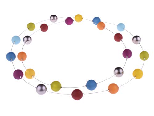 Adi-Modeschmuck Lange Damenkette 'Tanja', 110cm Lange Endloskette aus original Polarisperlen mit metallic Akzenten in einem Hellen oder dunklen Silberton, handgefertigt in Berlin von Adi-Modeschmuck