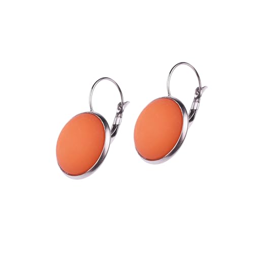 Adi Modeschmuck Ohrring 'Kaja', 16mm Cabochon aus echtem Polaris in einer leichten Klappbrisur aus Edelstahl, handgefertigt in Berlin Edelstahl (Orange) von Adi-Modeschmuck