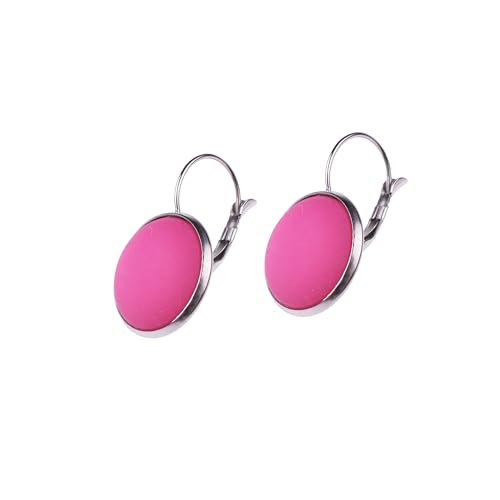 Adi Modeschmuck Ohrring 'Kaja', 16mm Cabochon aus echtem Polaris in einer leichten Klappbrisur aus Edelstahl, handgefertigt in Berlin Edelstahl (Pink) von Adi-Modeschmuck