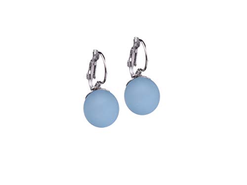 Adi Modeschmuck Ohrring 'Kim', eine 12mm Polarisperle an einer Klappbrisur aus Edelstahl, handgefertigt in Berlin (Türkis) von Adi-Modeschmuck