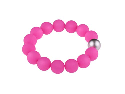 Adi-Modeschmuck Polaris Armband Fiona, 14mm große original italienische Polarisperlen mit Einer Akzentperle in metallic Silber, handgefertigt in Berlin (Pink) von Adi-Modeschmuck