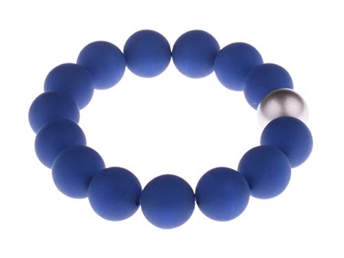 Adi Modeschmuck Polaris Armband "Fiona", 14mm original italienische Polarisperlen mit einer Akzentperle in metallic silber (Marineblau) von Adi Modeschmuck