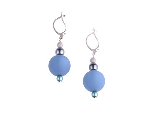 Adi Modeschmuck Polaris Ohrringe 'Angela', federleichte Kombination aus einer 14mm original Polaris Perle und kleinen Glasperlen, handgefertigt in Berlin von Adi-Modeschmuck