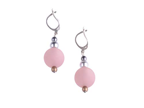 Adi Modeschmuck Polaris Ohrringe 'Angela', federleichte Kombination aus einer 14mm original Polaris Perle und kleinen Glasperlen, handgefertigt in Berlin von Adi-Modeschmuck