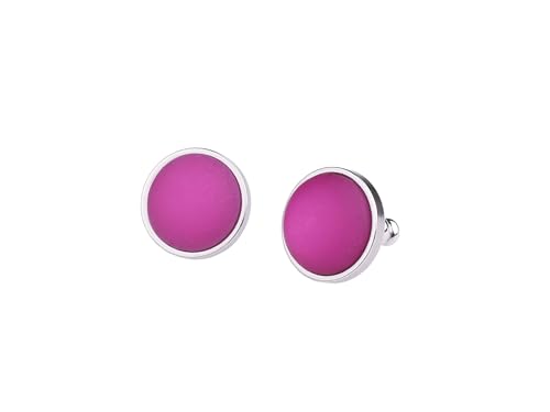 Adi Modeschmuck Polaris Ohrstecker 'Lara', 12mm original Polaris Cabochon in einer Fassung aus Edelstahl, handgefertigt in Berlin (Fuchsia) von Adi-Modeschmuck