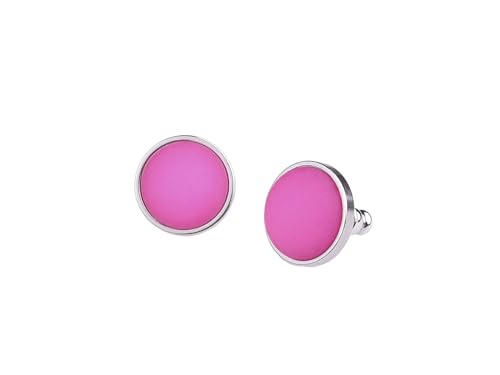 Adi Modeschmuck Polaris Ohrstecker 'Lara', 12mm original Polaris Cabochon in einer Fassung aus Edelstahl, handgefertigt in Berlin (Pink) von Adi-Modeschmuck